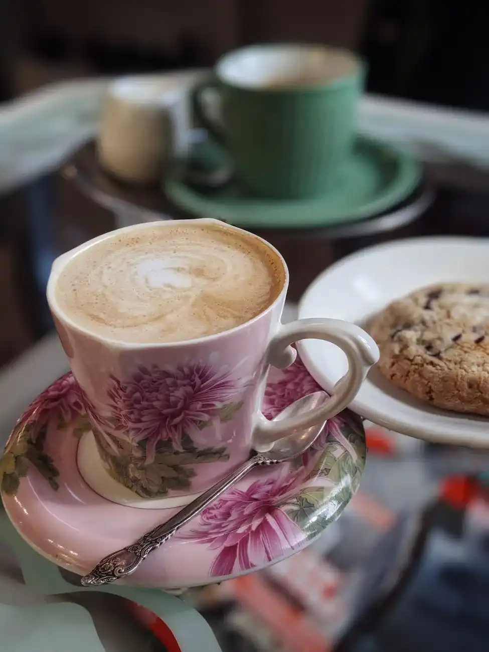 cappuccino in ornate porcelain cup